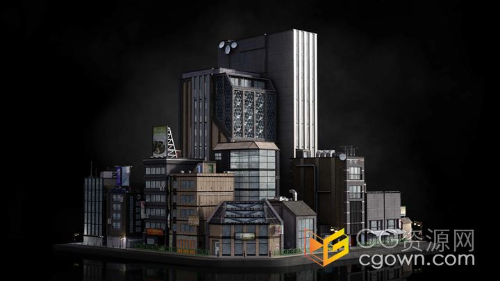华润娱乐 未来科幻感东京城市楼房建筑摩天大楼3D模型下载